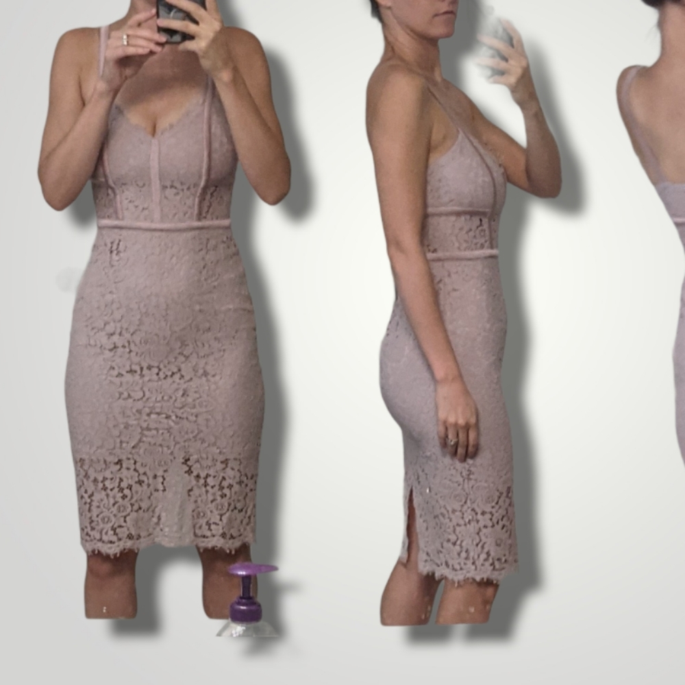 Express Blush Lace Peep Cocktail Dress Sz 00